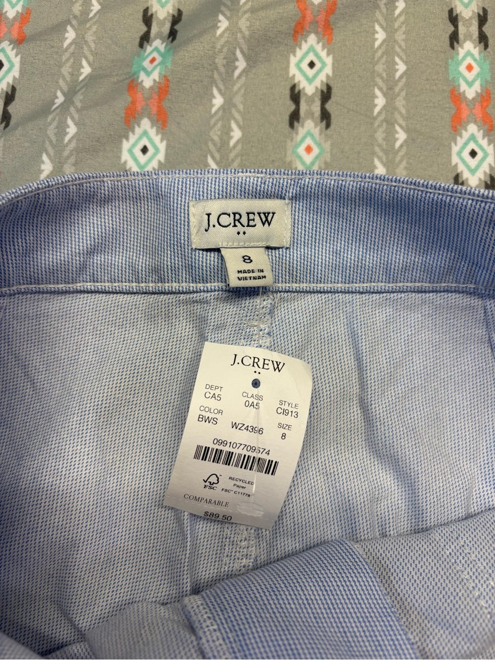 🍄NWT J. Crew Light Blue Textured Mini Skirt - Picture 2 of 3